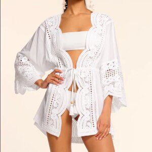 NWT! Summer 2025 Ramy Brook 'Leilanni' Swim Cover Up White Size Small $450
